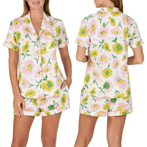 Image of kate spade new york Short Sleeve Brushed Jersey Notch Boxer Pajama Set