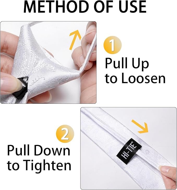 Image of Hi-Tie Zipper Ties for Men Pre-tied Tie Set Lapel Pin Pocket Square and Cufflinks Formal Business Wedding Adjustable Necktie