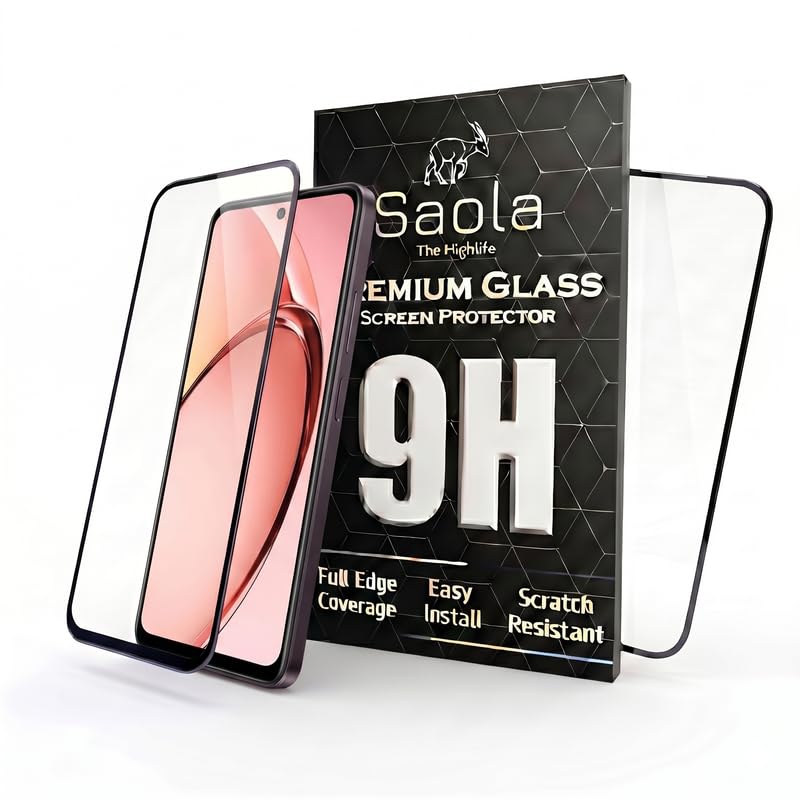 Image of Saola HD Clear Tempered Glass for OPPO A3x 4G | High Strength 9H Protection, Smooth Touch, Full Coverage Screen Guard, 2-Step Installation Kit | Quick & Easy Application (Pack of 2)