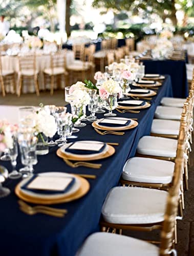 8 Pack 60 X 126 Inch Rectangle Tablecloth, Navy Blue Tablecloth For 6 Feet Rectangle Tables, Stain And Wrinkle Resistant Washable Fabric Table Cloth For Wedding Dining Table Buffet Parties Camping #TOP6