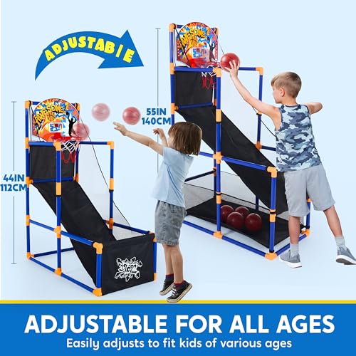 Image of JOYIN Sports Toy LED Lightscore Arcade Basketball Game Set for Kids Ages 3+ - Includes Electronic Scoreboard, Cheer Sound Effects, 4 Balls & Hoop | Indoor /Outdoor for Kids | Easy to Assemble