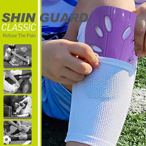 Image of GISCO Premium Soccer Shin Guards for Youth & Adults | Lightweight Football Shin Pads | Protective Soccer Gear for Training & Matches (Purple, Medium)