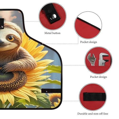 Delantal con diseño Cartoon Sloth sobre girasol miniatura 3