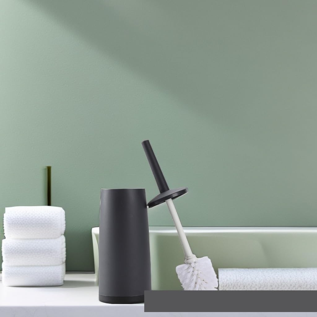 Toilet Brush Toilet Brush Bathroom Cleaning Set Long Handle Washing Toilet Brush and Holder(Black)