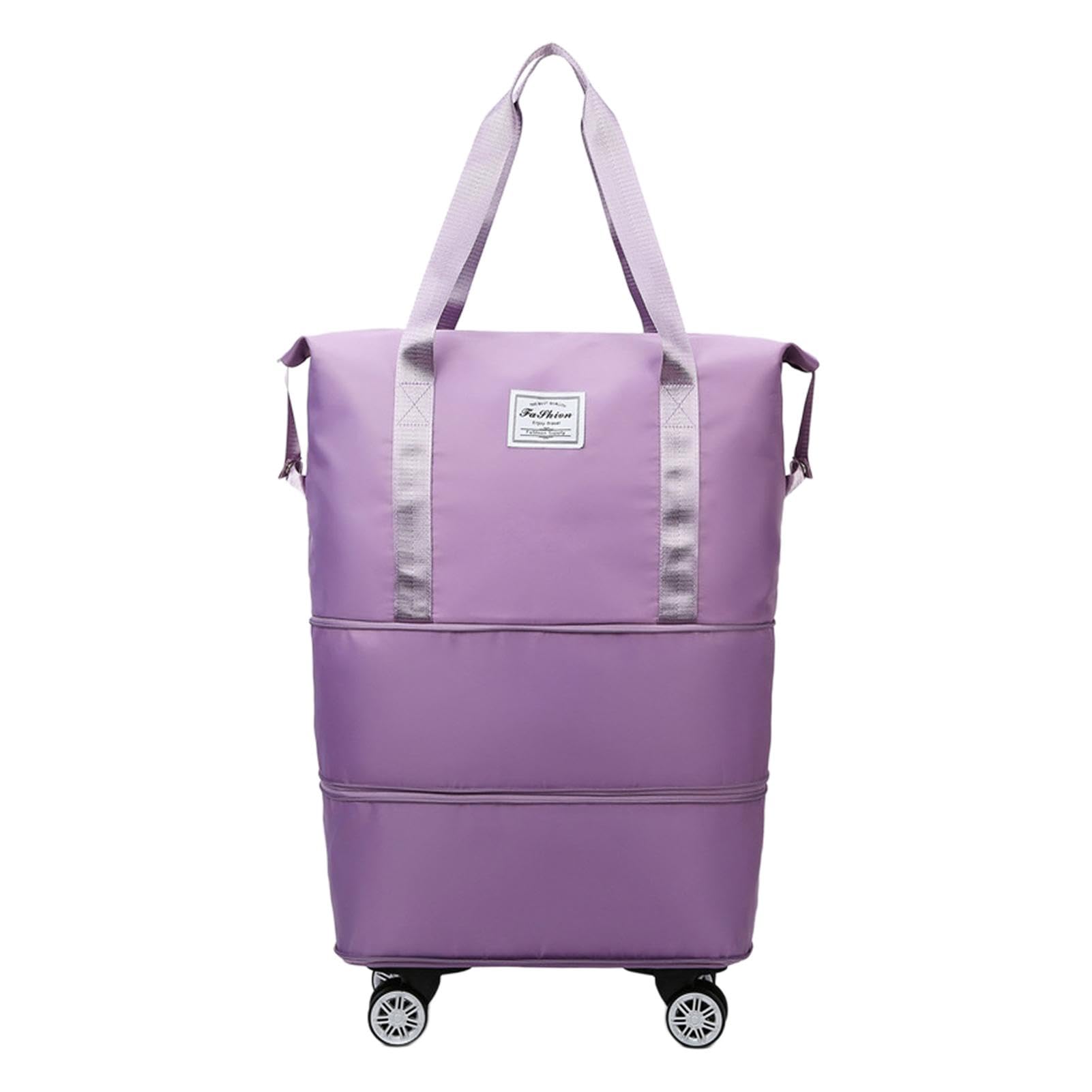 Borsa da viaggio pieghevole, impermeabile, con ruote staccabili | grande borsa da viaggio per viaggiare, 40 x 22 x 32 cm, Viola, Refer to description, Unisex