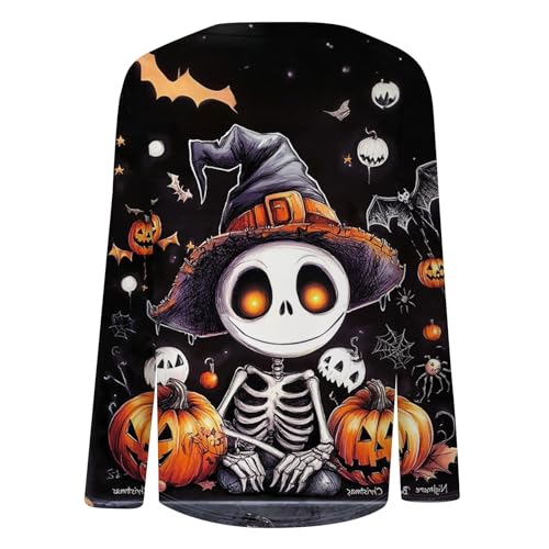 Halloween Shirts for Women Long Sleeve Plus Size Fashion Crewneck Comfortable Tshirts Halloween Costumes for Women