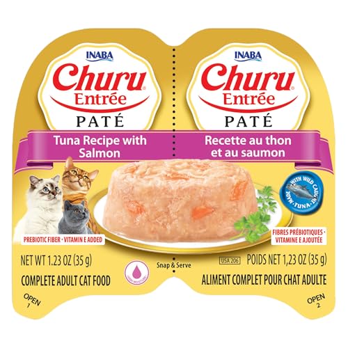 Image of INABA Churu Entree Pate Wet Cat Food Cup, Tuna Salmon, 6ct