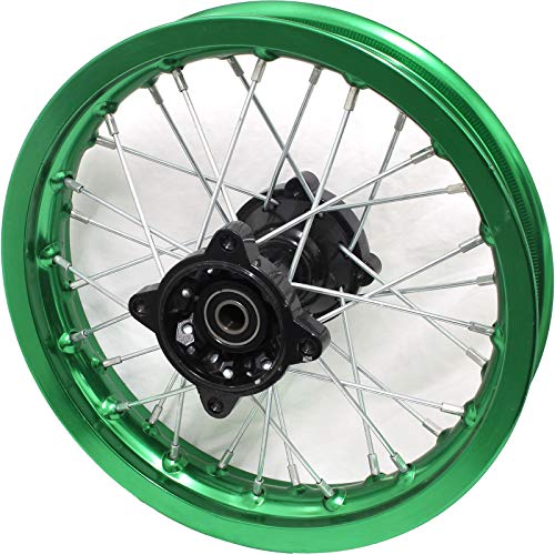 3.5L 12\" FRONT GREEN ALUMINUM RIM WHEEL BEARING SIZE 12MM FOR DISC BRAKE RM06G