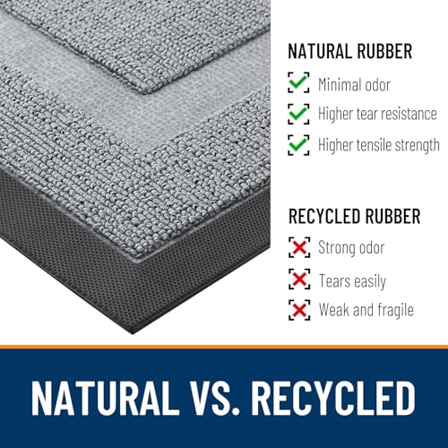 Image of OLANLY Half Circle Door Mat Indoor Outdoor Entrance Welcome, Waterproof All-Season, All-Weather Doormat, Sturdy Natural Rubber, Low Profile, Easy Clean Patio Porch Entryway Mat, 35x23, Ash Gray