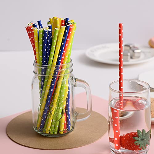 Yaosheng Colorful Polka Dots Paper Straws, Pack 100 For Party Supplies,Birthday,Wedding,Bridal/Baby Shower,Juice, Shakes,Smoothies #TOP3
