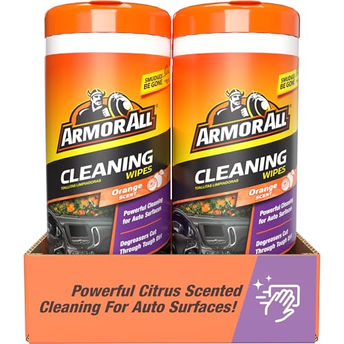 Image of Armor All Car Interior Cleaner Wipes , Car Cleaning Wipes with Orange Cleans Dirt and Dust in Cars, Trucks and Motorcycles, 25 Count