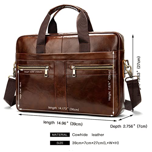 Haitpant Men's Genuine Leather Briefcase Laptop Bag Natural Leather Messenger Briefcases Bags3
