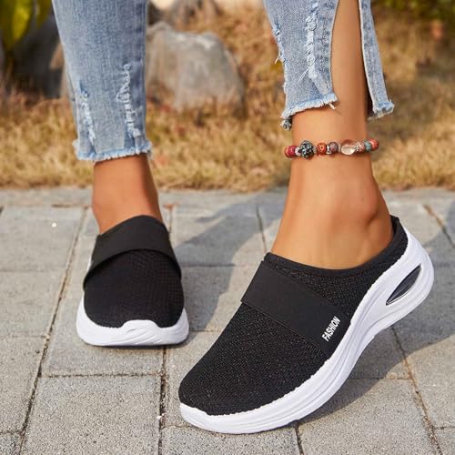 Generisch Orthopädische Schuhe Damen Luftkissen Hausschuhe Hinten Offen Diabetiker Wanderschuhe Mesh Atmungsaktiv Sandals Air Cushion Slip On Walking Shoes Outdoor-Walkingschuhe Mode
