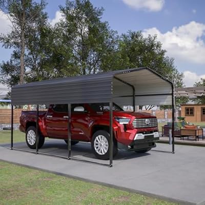 10X15 Heavy Duty Metal Carport Shelter - Outdoor Car, Boat & Truck Garage Cover