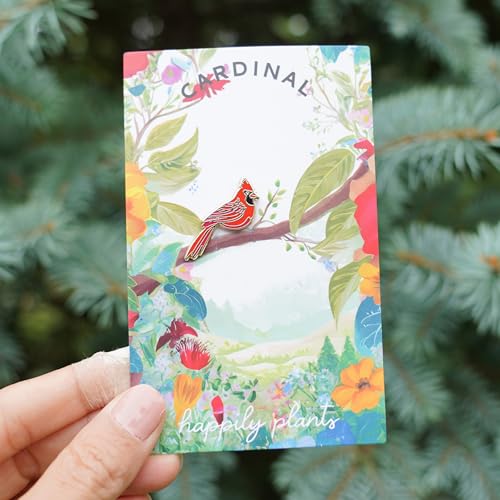 Image of Red Cardinal Pin - Red Cardinal Gifts, Bird Lapel, Birdwatching Gifts, Holiday, Nature-Inspired Wildlife-Themed Holiday Pin, Bird Lover Decorative Jewelry