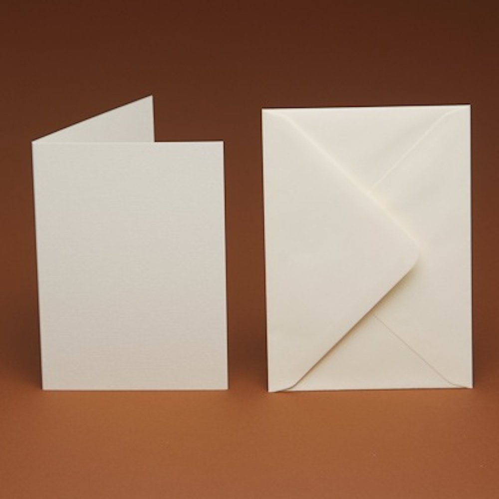 10 A5 Blank Cards and 10 Smooth C5 Envelopes - DIY, Wedding, Projects, Greeting Cards, Scrapbooking... (300GSM Ivory Smooth)