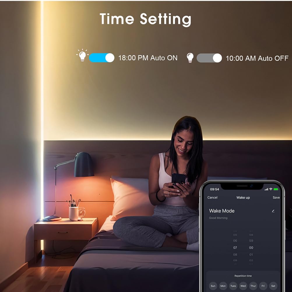 Taśma LED 5 m 24 V 608 diod LED/m z wtyczką Taśma LED WIFI COB z możliwością ściemniania, z zasilaczem Samoprzylepna 3000 K Ciepła biel IP65 Wodoodporna Do szaf Schody Korytarz Sypialnia Impreza,3m