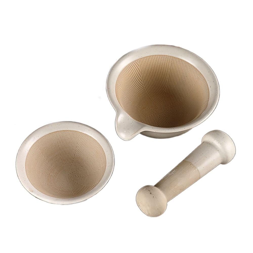 Ceramic Grinding Bowl, Rice Paste Cup with Grinding Rod, Household Manual Garlic Mortar, Pestle, Medicine Grinder Pot, Spice Grinder