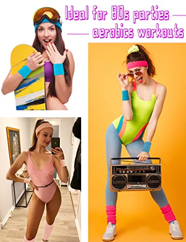 Image of v28 Neon Leg Warmers Set for women Headband Sweatbands Wristbands 80s 90s Pink Running Fanny 80's Plus Size Costumes Pack