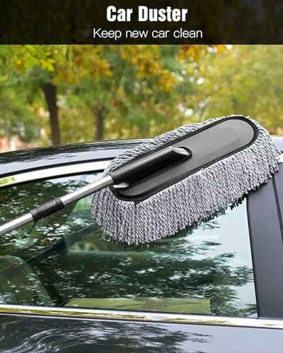 Image of Combo 2 PCS Super Soft Microfiber Car Cleaning Brush Ideal As Mop, Car Duster Exterior with Extendable Handle|Multipurpose Dust Cleaner for Home, Office,Car (2 Pack)