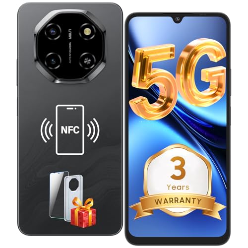 Blackview Shark 6 Unlocked Android Phones 5G (2025) Android 15 Cell Phone Unlocked 6.88 120Hz Display 12GB+128GB/2TB 16MP+8MP AI Camera 5000mAh/18W Fingerprint/Face ID Dual SIM/GPS/OTG/NFC Black