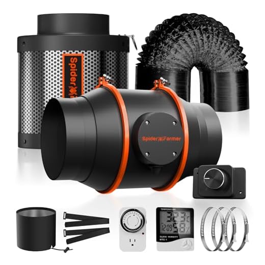 Spider Farmer Abluftset 150mm/6 Inch Rohrventilator mit RJ12 Drehzahlregler, Aktivkohlefilter Abluft Lüftungsset Kohlefilter, 62W Grow Lüfterset, 402 CFM Belüftungssystem für Growzelt, Hydrokultur