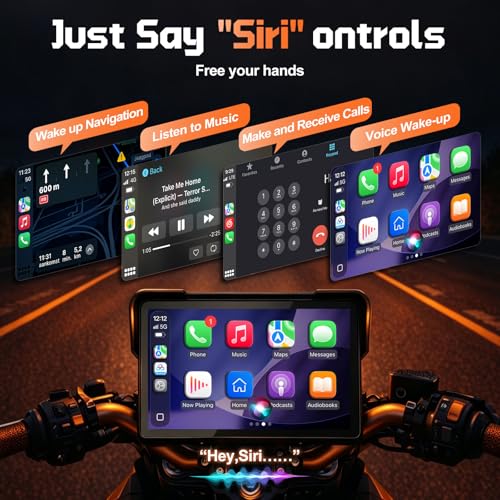 Image of 2026 LBW 7 inch Wireless GPS Motorcycle CarPlay(Includes 128G SD) with Android Auto Navigation, Dual 2K Dash Cam, HD Waterproof Screen, TPMS, Remote Control, BT, Quick Release Magnetic Design Mount