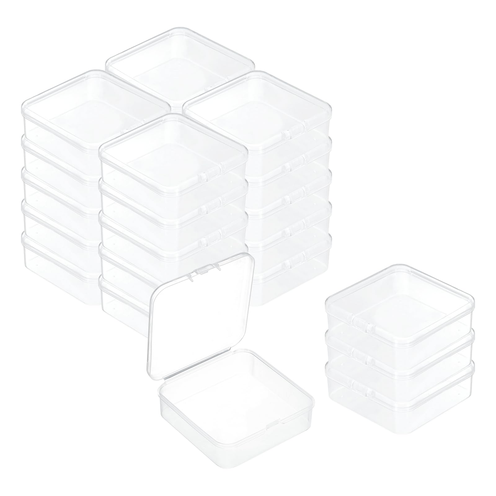 Boîte de rangement perles et petits bijoux, organisateur carré en plastique transparent, 24x