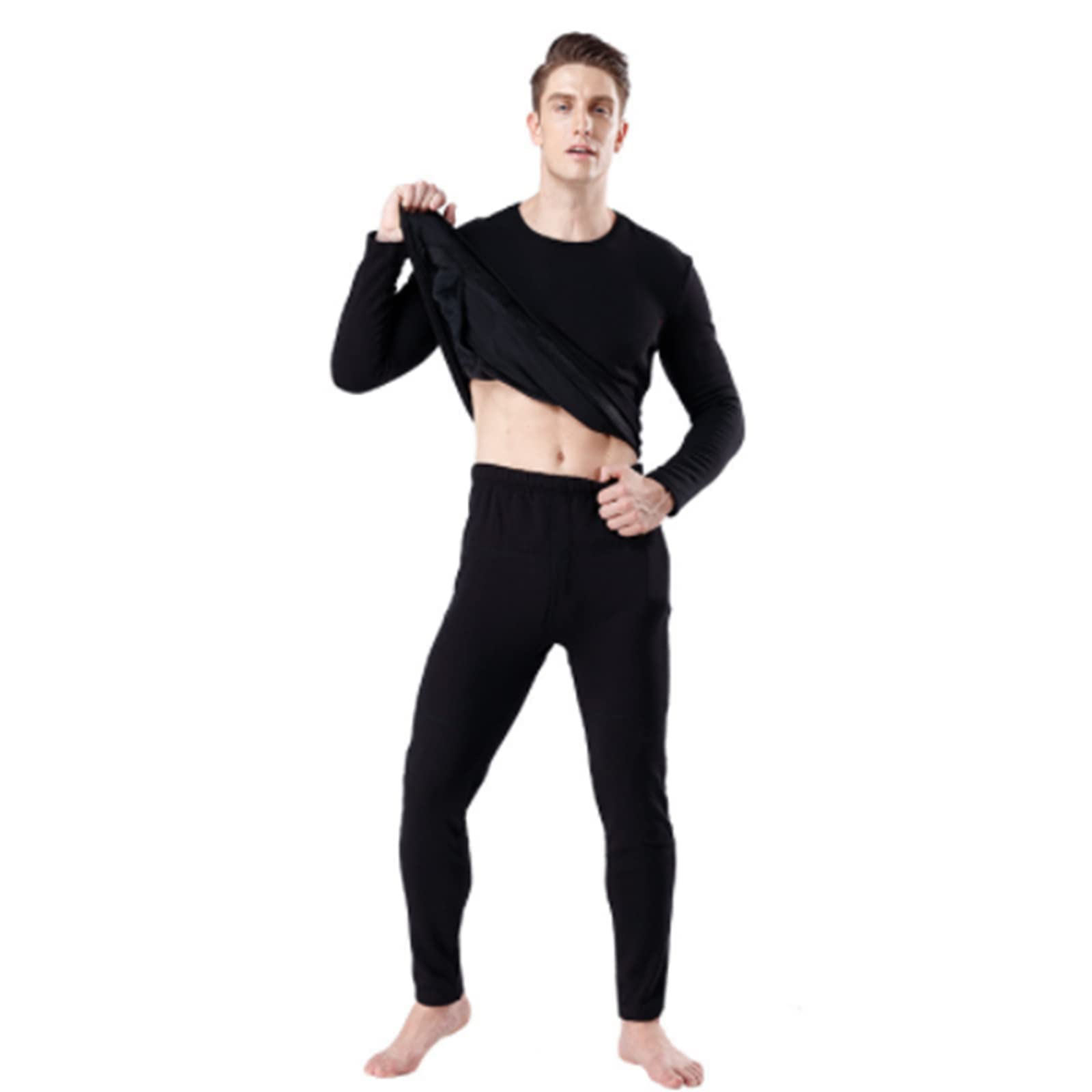 Intimo Termico Set Di Biancheria Intima Riscaldata per Uomo, Ricarica Usb Riscaldamento 3 Zona Temperatura Regolabile Abbigliamento Termico Top + Pantalone Riscaldato/Black/M