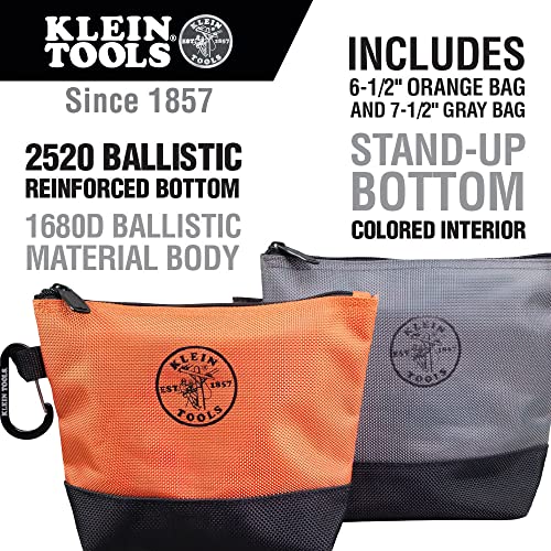 image for Klein Tools Zippered Tool Bags, Professional Stand-Up Tool Pouch 2-Pac