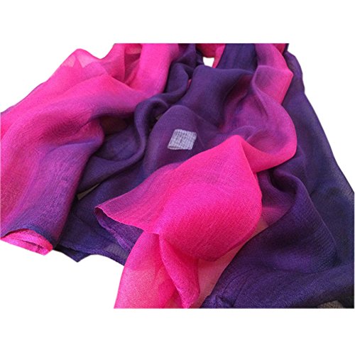 Unilove Summer Silk Scarf Gradient Color Long Lightweight Sunscreen Shawls for Women (Rose Red) - Thumbnail 2