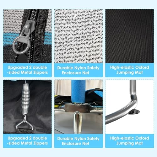 55″ Trampoline for Kids - Toddler Trampoline with Adjustable Gymnastic Bar, Indoor/Outdoor Enclosure Net, No-Gap Safe Design, Up to 220 lbs, Gift for Boys & Girls - Image 6