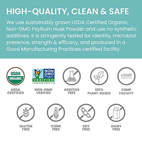 Himalaya Organic Psyllium Husk Powder For Daily Fiber And Cholesterol Support, 24 Oz, 113 Teaspoons Supply #TOP4