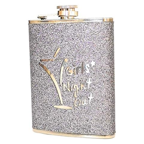 Hip Flask Stainless Steel (Girls Night Out Glittery Grey) Cover