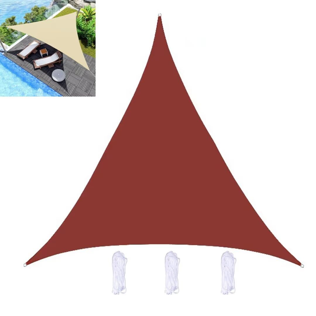 Wodoodporny trójkątny żagiel przeciwsłoneczny, 3,6 m x 3,6 m, ochrona przed promieniowaniem UV, na zewnątrz, na patio, do ogrodu, na imprezy, ceglany czerwony, z bezpłatną liną