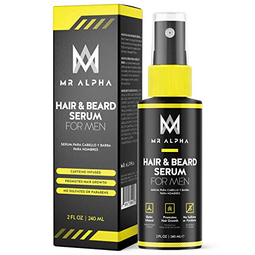 MR ALPHA Hair Growth Serum for Men - Hair Loss Serum with Dht Blockers and Saw Palmetto - Hair Regrowth Serum - Beard Growth Serum - Facial Hair Growth for Men - Bald Spot Hair Growth Treatment, 2oz