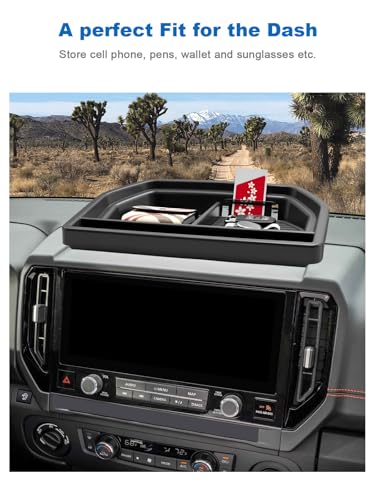 Image of CDEFG for 2025 2026 Nissan Frontier Center Console Organizer Dashboard Storage Tray for 2025 2026 Nissan Frontier Accessories 13.2-Inch Touchscreen Dash Organizer Behind-Screen Tray
