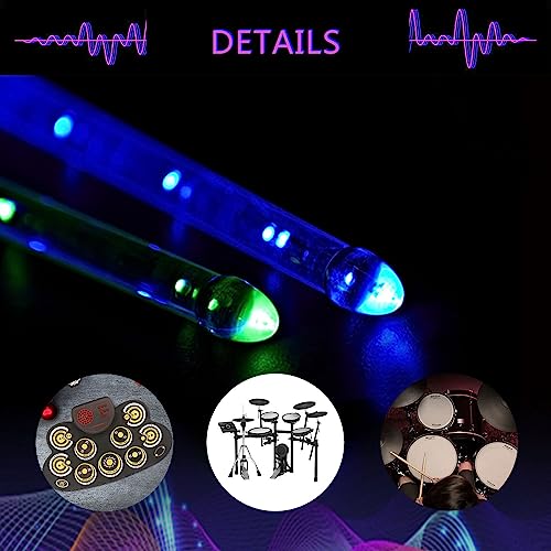 Par de 2 Baquetas Recargables LED con Luz, 15 Cambios de Color, Baquetas Luminosas para Niños y Adultos miniatura 5
