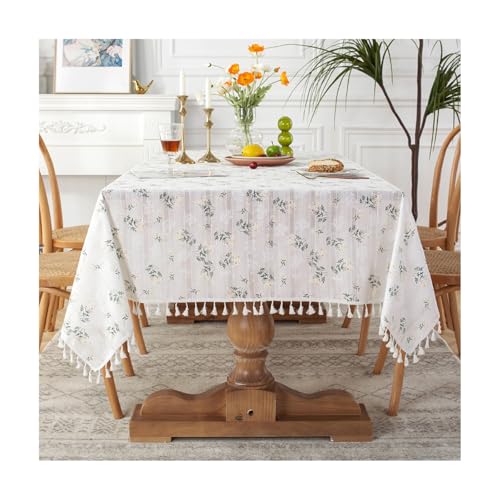 Nappe jacquard à petits pompons pour protéger et décorer une table basse ou un guéridon