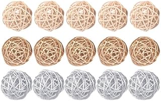 EXCEART 15pcs Rattan Wicker Balls DIY Vase Bowl Filler Ornaments Aroma Dffuser Balls for Wedding Home Hanging Decoration Table Confetti 5cm (Beige Coffee Silver)