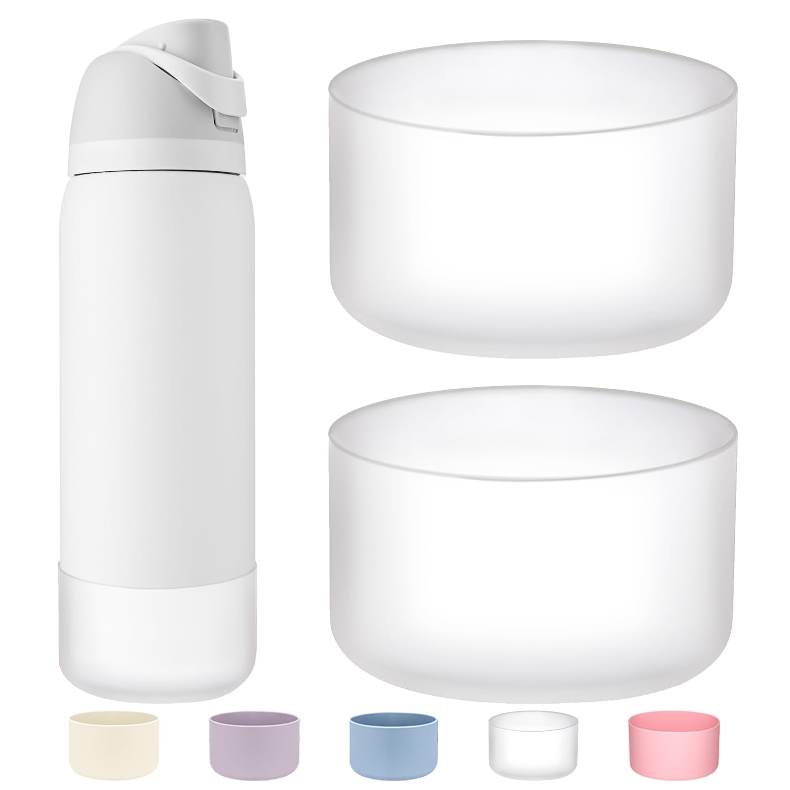 WK IEASON 2Pcs Silicone Boot for Owala Water Bottle, Protective Flask Bottom Cover Base for Owala FreeSip Twist and Flip Flask Water Bottle