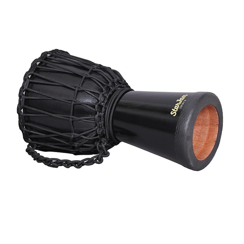 Image of StarJam- Djembe 8 Inches Diameter X 16 Inches Height Mahogany Wood Djembe Drum with BAG - Pure Black (8 x 16 Inches)