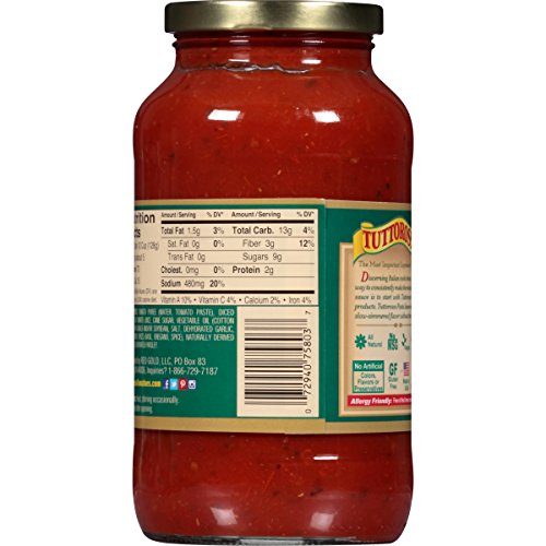 Tuttorosso Traditional Pasta Sauce, 24oz Jar (12 Pack)