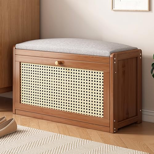 Verstellbarer Schuhschrank mit Aufbewahrungsbänken und Leinenkissen...