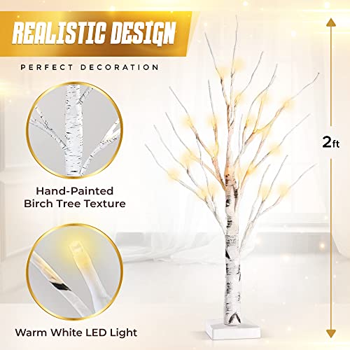 Christmas Tree With Lights - Mini Birch Led Twig Tree Ornament With Warm White Led Lights, Battery Operated Table Top Decoration For Christmas, Home And Weddings (1, Warm White) #TOP1