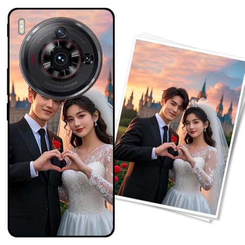 WUACYEAMING Funda Personalizada para Nubia Z50S Pro Carcasa Custom Antigolpes/Antirrayaduras con Diseño de Fotos+Textos - Regalo para Graduaciones/Nacimientos/AniversariosNegro Noche