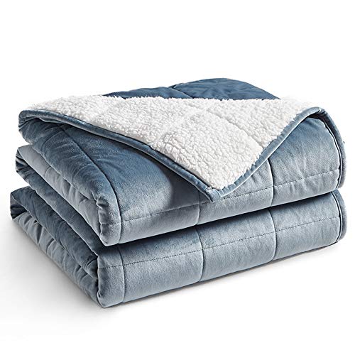 YnM Sherpa Weighted Blanket (Light Blue, 60''x80'' 20lbs) Ultra Fuzzy & Cosy Sherpa Weighted Blanket Throw, Cosy & Relaxing Blanket, Home Decor Piece …