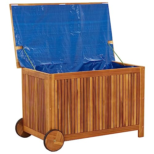 Boîtes de rangement d'extérieur en bois avec roulettes, boîte de rangement pour coussins, boîte à outils pour piscine, garage, plage de sable – 90 x 50 cm