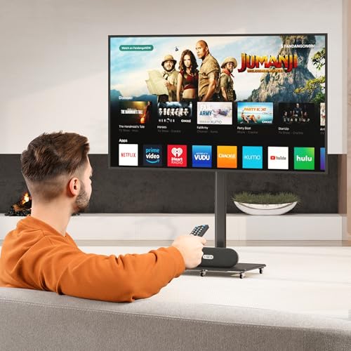 undefined XINLEI テレビスタンド 壁寄せ ハイタイプ テレビ台 液晶TVスタンド 32~75インチ対応 5段高さ調節 キャスター付き 移動便利 耐荷重40kg シンプル 木製ベース 省スペース 会議室 リビング おしゃれ 黒いTS005H の商品画像 2