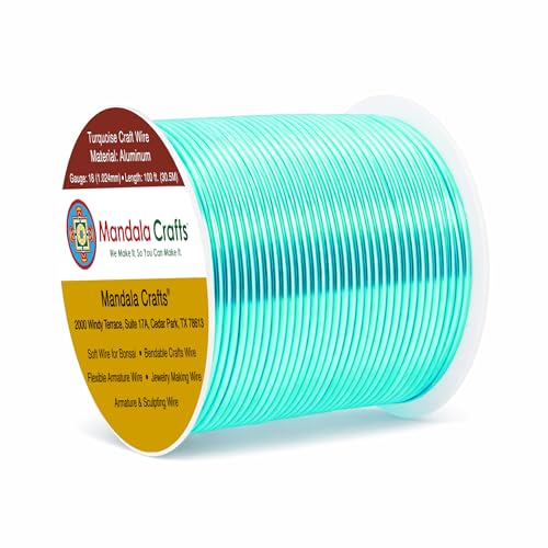 Image of Mandala Crafts 18 Gauge Turquoise Anodized Aluminum Craft Wire, 100 FT | Colored, Flexible, Bendable, for Bonsai, Armature, Sculpting, Wire Wrapping, Jewelry Making, Weather & Tarnish Resistant